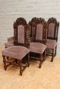 Hunt style 6 Chairs in Oak, France 19th century