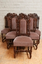 Hunt style 6 Chairs in Oak, France 19th century