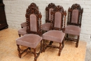 Hunt style 6 Chairs in Oak, France 19th century