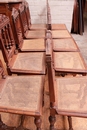 Hunt style Table and chairs in Oak, France 19th century