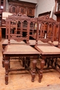 Hunt style Table and chairs in Oak, France 19th century