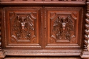 Hunt style Cabinet bookcase secretary desk in Oak, France 19th century