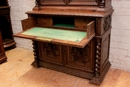 Hunt style Cabinet bookcase secretary desk in Oak, France 19th century