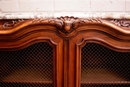 Louis XV style Bookcase in walnut and marble, France 19th century