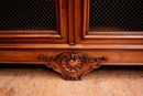 Louis XV style Bookcase in walnut and marble, France 19th century