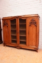 Louis XV style Bookcase in walnut and marble, France 19th century