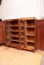 Louis XV style Bookcase in walnut and marble, France 19th century