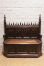 Gothic style Hall bench in Oak, France 19th century