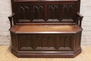 Gothic style Hall bench in Oak, France 19th century