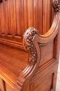 Gothic style Hall bench and chairs in Walnut, France 19th century