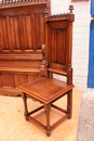 Gothic style Hall bench and chairs in Walnut, France 19th century