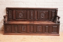 Renaissance style Hall bench in Oak, France 19th century