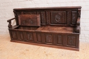 Renaissance style Hall bench in Oak, France 19th century