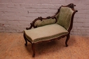 Louis XV style Long chair in Walnut, France 19th century