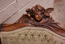 Louis XV style Long chair in Walnut, France 19th century