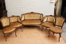 Louis XV style 5 Pc. sofa set in Walnut, France 19th century