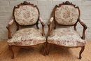 Louis XV style 5 Pc.Sofa set in Walnut, France 19th century