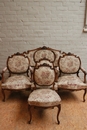 Louis XV style 5 Pc.Sofa set in Walnut, France 19th century