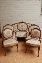 Louis XV style 5 Pc.Sofa set in Walnut, France 19th century