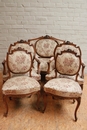 Louis XV style 5 Pc.Sofa set in Walnut, France 19th century