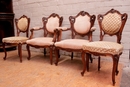 Louis XV style Arm chairs and chairs in Walnut, France 19th century