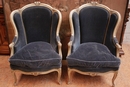 Louis XV style Bergeres in paint wood, France 1900