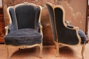 Louis XV style Bergeres in paint wood, France 1900