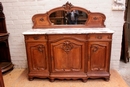 Louis XV style Cabinet and server in oak and marble, France 19th century