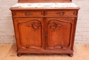 Louis XV style Cabinet and server in oak and marble, France 19th century