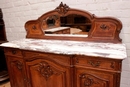 Louis XV style Cabinet and server in oak and marble, France 19th century