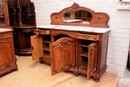 Louis XV style Cabinet and server in oak and marble, France 19th century