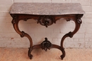 Louis XV style Console in walnut and marble, France 19th century