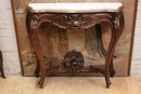 Louis XV style Console in walnut and marble, France 19th century