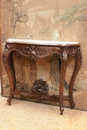 Louis XV style Console in walnut and marble, France 19th century