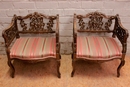 Louis XV style Arm chairs in gilt wood, France 19th century