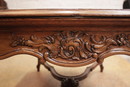 Louis XV style Table and chairs in Oak, Belgium 19th century