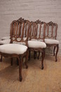 Louis XV style Table and chairs in Oak, Belgium 19th century