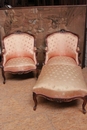 Louis XV style Long chair in Walnut, France 19th century