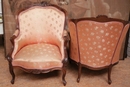 Louis XV style Long chair in Walnut, France 19th century