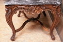 Louis XV style Coffee table in walnut and marble, France 1920