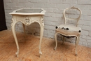 Louis XV style Paint table and chair in paint wood, France 19th century