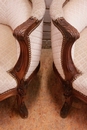 Louis XV style Pair sofa's in Walnut, France 1900