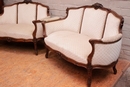 Louis XV style Pair sofa's in Walnut, France 1900