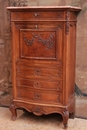 Louis XV style Secretary desk in walnut and marble, France 19th century