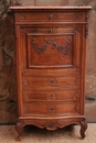 Louis XV style Secretary desk in walnut and marble, France 19th century