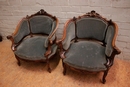 Louis XV style Sofa set in Walnut, France 19th century