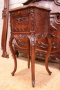 Louis XV style Bed + nightstand in Walnut, France 19th century