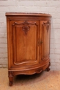 Louis XV style Corner cabinet in walnut and marble, France 1900