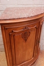 Louis XV style Corner cabinet in walnut and marble, France 1900