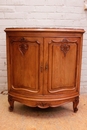 Louis XV style Corner cabinet in walnut and marble, France 1900